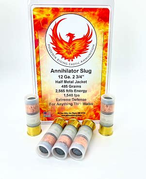 Phoenix rising exotic ammo - Your Price: $29.99. Availability: In Stock. The .410 2 1/2" Original Hellfire is the ultimate shock and awe .410 gauge load for your Taurus Judge, Smith and Wesson Governor or .410 shotgun . The .410 Hellfire round contains a full load of our exclusive 'Super Dragon' Dragon's Breath plus a 00 buckshot and has a range of 150 yards.